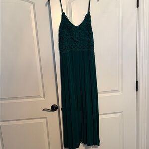 Elegant hunter green Lace Maxi Dress